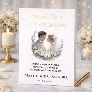 25th Wedding Anniversary Heirloom Celebration Foil Holiday Card