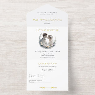 25th Wedding Anniversary Heirloom-Like Celebration All In One Invitation