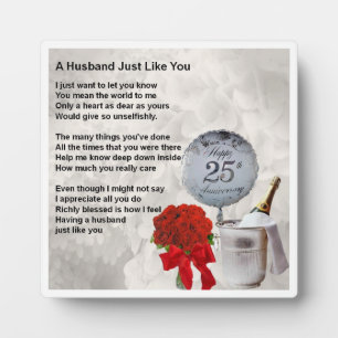 25th Wedding Anniversary Husband Poem Plaque