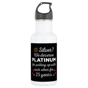 25th Wedding Anniversary I - Silver Funny Couple 532 Ml Water Bottle