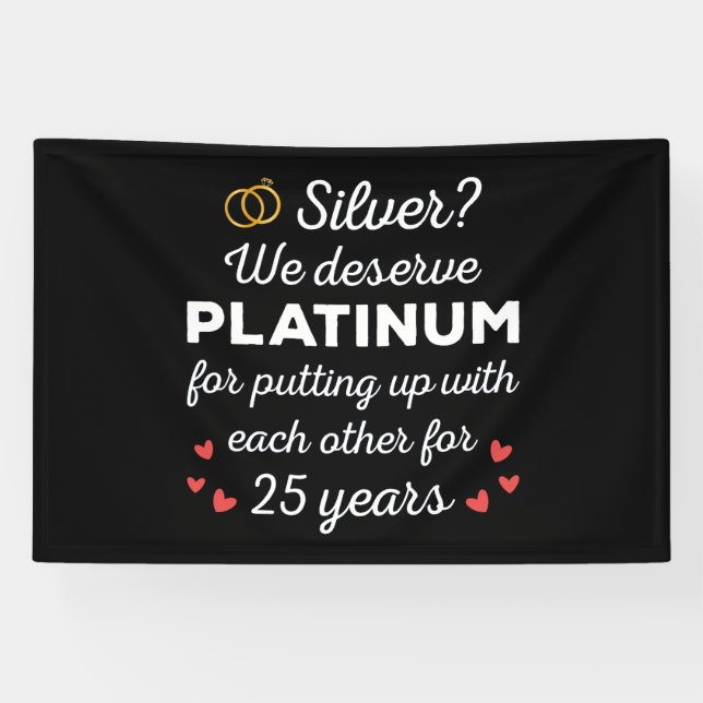 25th Wedding Anniversary I - Silver Funny Couple Banner (Horizontal)