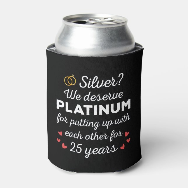 25th Wedding Anniversary I - Silver Funny Couple Can Cooler (Can Front)