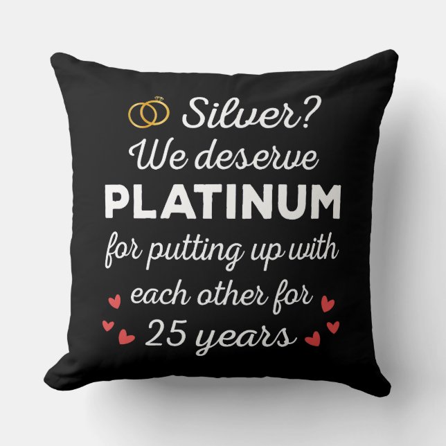25th Wedding Anniversary I - Silver Funny Couple Cushion (Front)