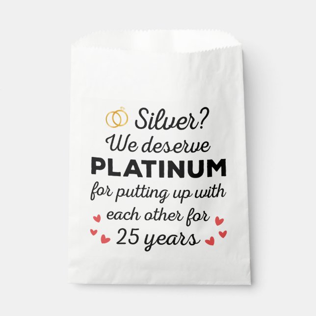 25th Wedding Anniversary I - Silver Funny Couple Favour Bag (Front)