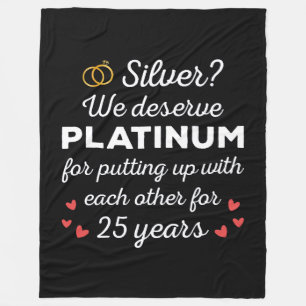 25th Wedding Anniversary I - Silver Funny Couple Fleece Blanket