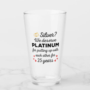 25th Wedding Anniversary I - Silver Funny Couple Glass