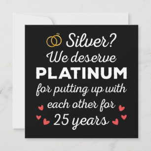25th Wedding Anniversary I - Silver Funny Couple Invitation