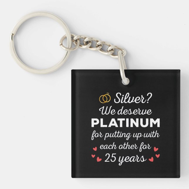 25th Wedding Anniversary I - Silver Funny Couple Key Ring (Front)