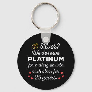 25th Wedding Anniversary I - Silver Funny Couple Key Ring