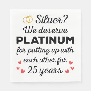 25th Wedding Anniversary I - Silver Funny Couple Napkin