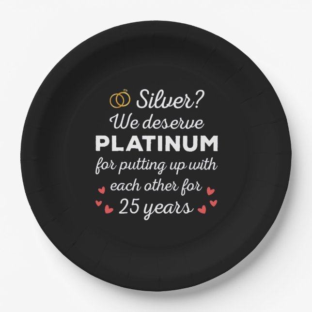 25th Wedding Anniversary I - Silver Funny Couple Paper Plate (Front)