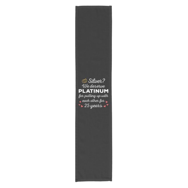 25th Wedding Anniversary I - Silver Funny Couple Short Table Runner (Front)