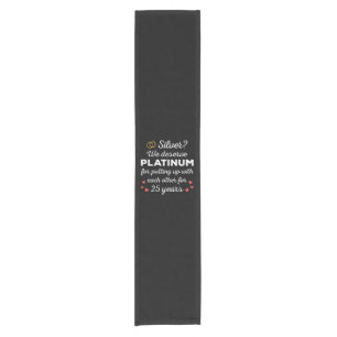 25th Wedding Anniversary I - Silver Funny Couple Short Table Runner