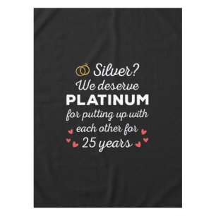 25th Wedding Anniversary I - Silver Funny Couple Tablecloth