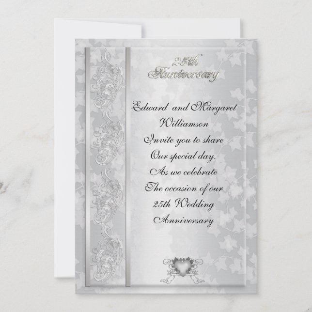 25th wedding anniversary invitation elegant (Front)