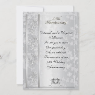 25th wedding anniversary invitation elegant