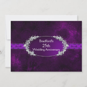 25th Wedding Anniversary - Invitation - Purple