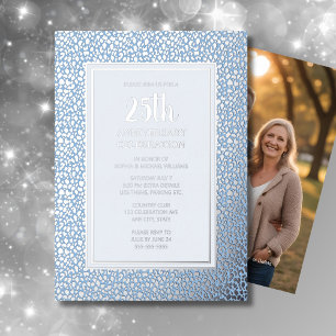25th Wedding Anniversary Invitation Silver Blue