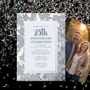 25th Wedding Anniversary Invitation Silver Elegant