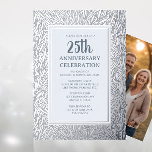 25th Wedding Anniversary Invitation Silver Elegant