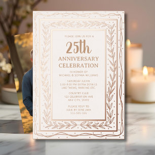 25th Wedding Anniversary Invitation White Elegant