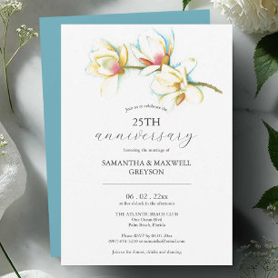 25th Wedding Anniversary Invitations Floral