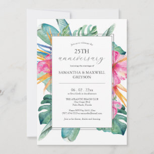 25th Wedding Anniversary Invitations Tropical