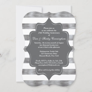 25th Wedding Anniversary Invite - White, Grey