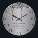 25th Wedding Anniversary Modern Elegant Fiftieth  Large Clock<br><div class="desc">Modern,  elegant,  photo,  parents,  husband,  wife,  25th Wedding anniversary clock.</div>
