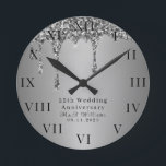 25th Wedding Anniversary Modern Elegant Fiftieth  Round Clock<br><div class="desc">Modern,  elegant,  photo,  parents,  husband,  wife,  25th Wedding anniversary clock.</div>