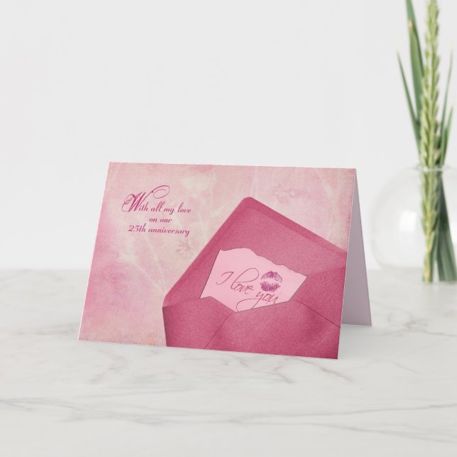 25th wedding anniversary note in envelope holiday card (Front)