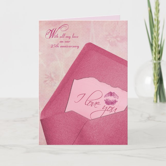 25th wedding anniversary note in envelope holiday card (Front)