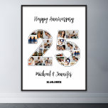 25th Wedding Anniversary Number 25 Photo Collage Poster<br><div class="desc">Celebrate 25th wedding anniversary with this printable photo collage. Choose your favourite photos for display. Customise the name, text and date to fit your occasion. This will be a lovely keepsake with personalised message to look back on with family and friends. If you need any other number as your collage,...</div>