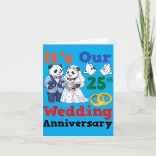 25th Wedding Anniversary Panda Couples Together Card