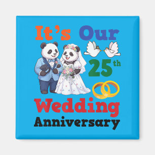 25th Wedding Anniversary Panda Couples Together Magnet