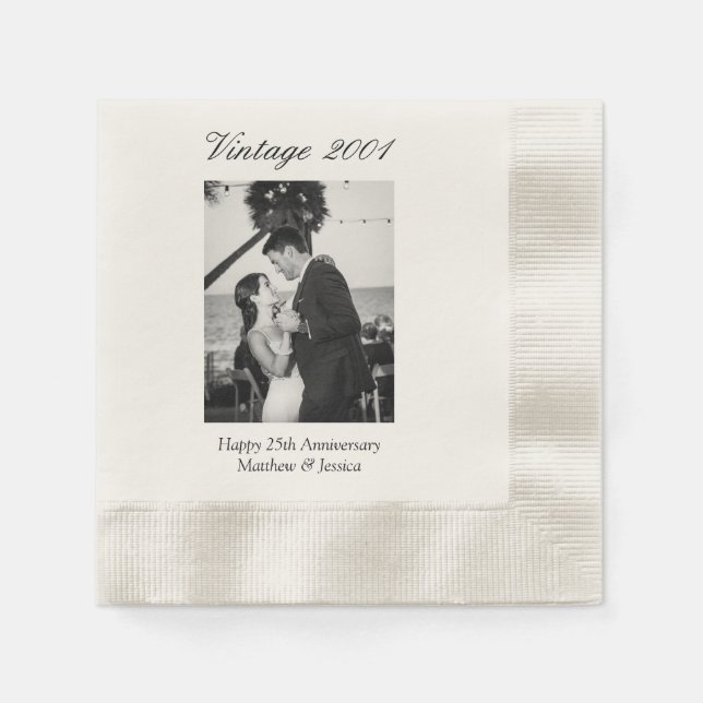 25th Wedding Anniversary Party Decor Custom Photo Napkin (Front)