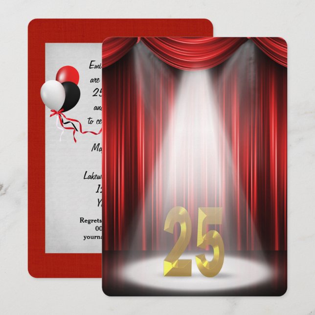 25th Wedding Anniversary Party Invitation (Front/Back)