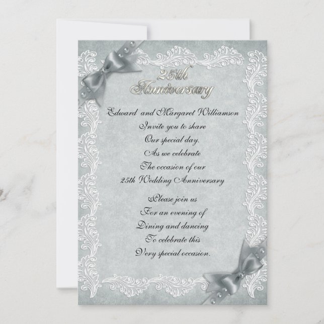 25th wedding anniversary party invitation elegant (Front)