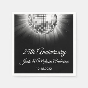 25th Wedding Anniversary Party Silver Disco Ball Napkin