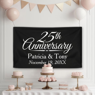 25th Wedding Anniversary Personalised Banner