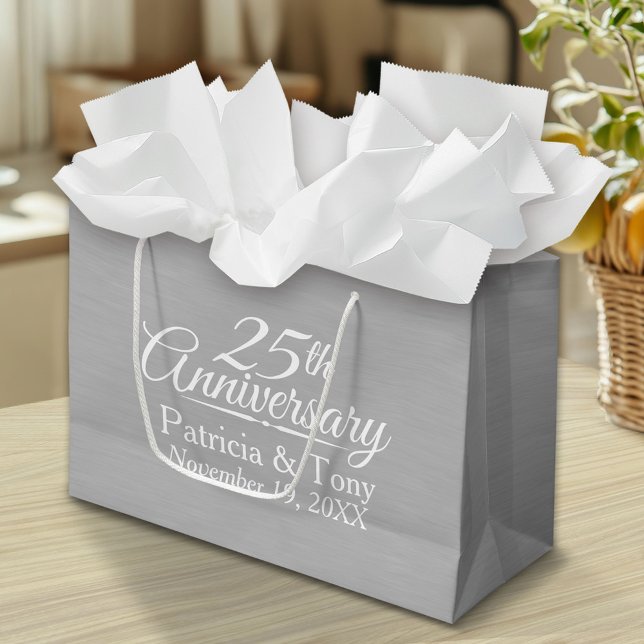 25th Wedding Anniversary Personalised Large Gift Bag (Custom Gift Bag)