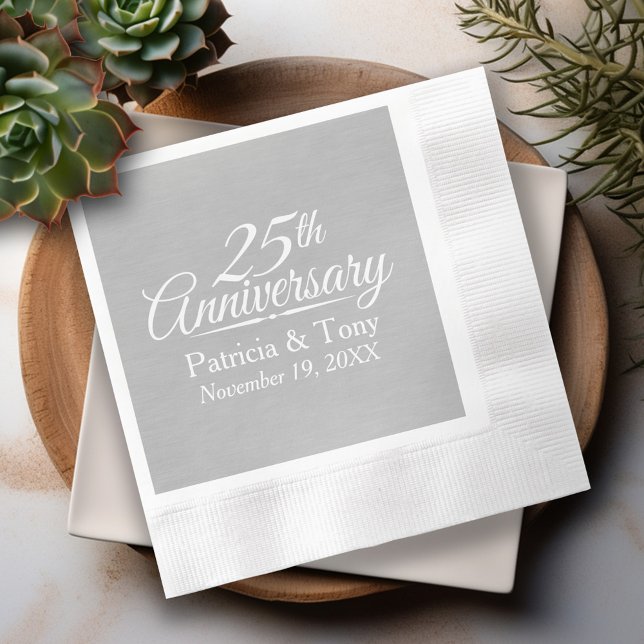 25th Wedding Anniversary Personalised Napkin (25th Wedding Anniversary Personalized Napkins)