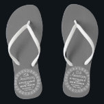 25th Wedding Anniversary Personalised Thongs<br><div class="desc">Traditional Grey Silver and White Border - Perfect gift for parents or grandparents. A keepsake that you can customise.</div>