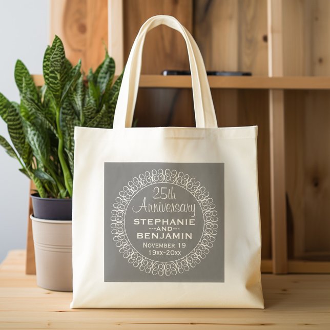 25th Wedding Anniversary Personalised Tote Bag (Personalized Tote Bag - 25th Wedding Anniversary)