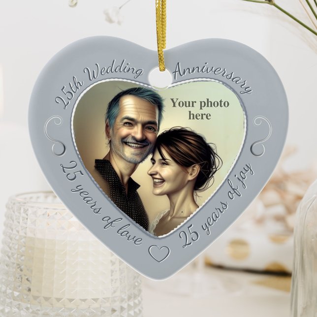 25th Wedding Anniversary Photo Ceramic Ornament (Creator Uploaded)