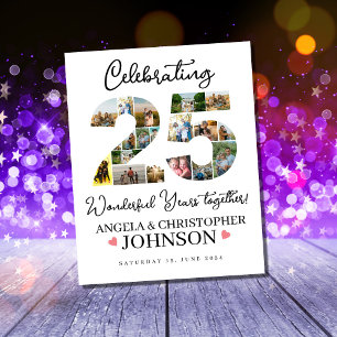 25th Wedding Anniversary Photo Collage party Sign