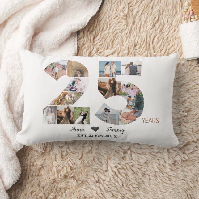 25th Wedding Anniversary Photo  Lumbar Cushion (Blanket)