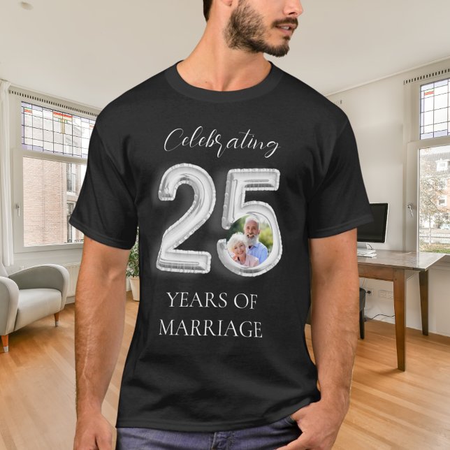 25th wedding anniversary photo silver black men T-Shirt (Creator Uploaded)