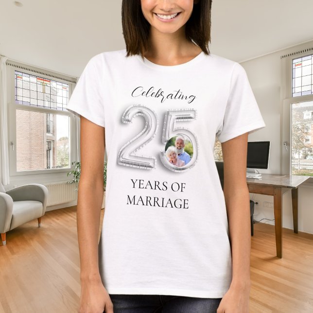 25th wedding anniversary photo silver T-Shirt (Creator Uploaded)