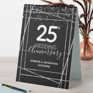 25th Wedding Anniversary Photo Table Tent Sign